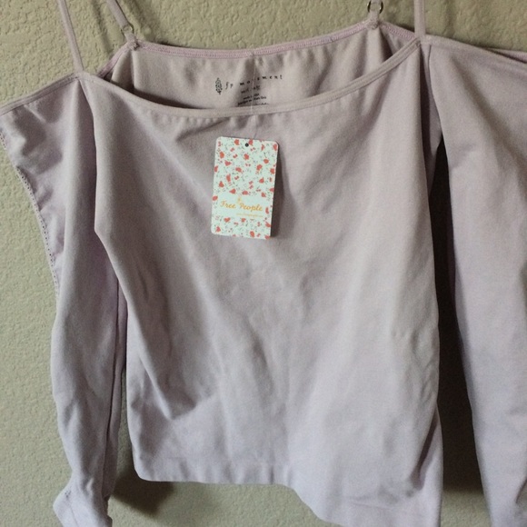 Free People off shoulder thumbhole movement top - Picture 6 of 7